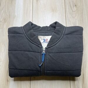 32 Bar Blues Quilted Full Zip Knit Bomber Jacket Gray Men's Size Large Vintage